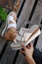 Smooth Strap Buckle Detail Open Toe Wedge Slippers