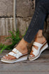Smooth Strap Buckle Detail Open Toe Wedge Slippers