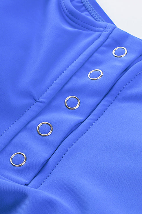 Snap Button Front Tank Style Swim Top