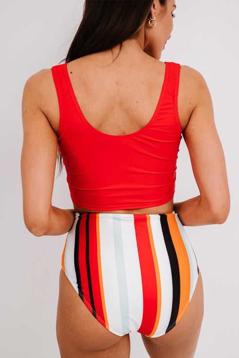 Snap Button Front Tank Style Swim Top