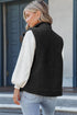 Snap Button Pocketed Sherpa Vest Jacket