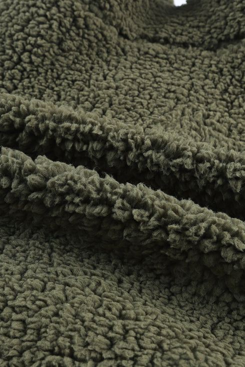 Snap Button Pocketed Sherpa Vest Jacket