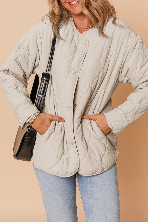 Snap Button Quilted Puffer Jacket