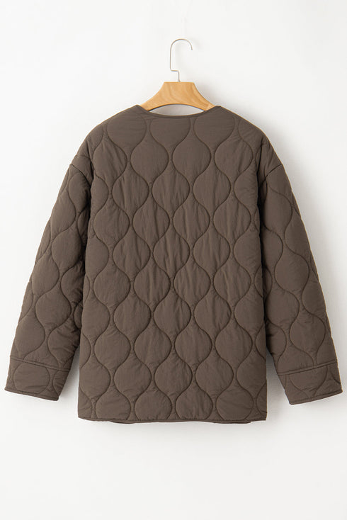 Snap Button Quilted Puffer Jacket