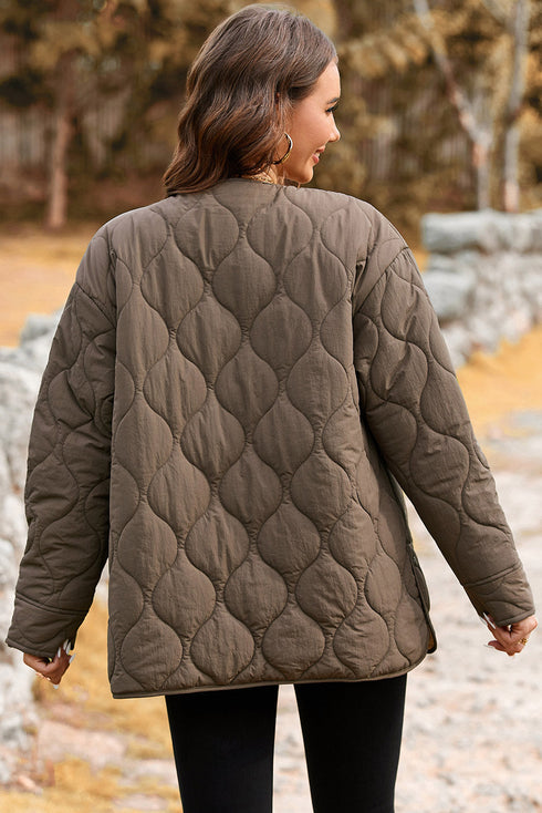 Snap Button Quilted Puffer Jacket