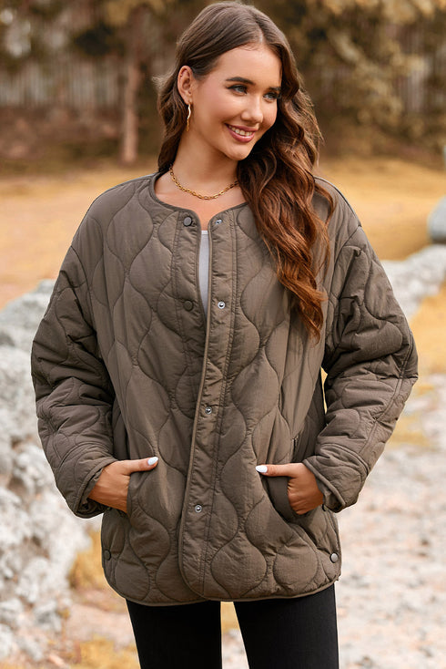 Snap Button Quilted Puffer Jacket