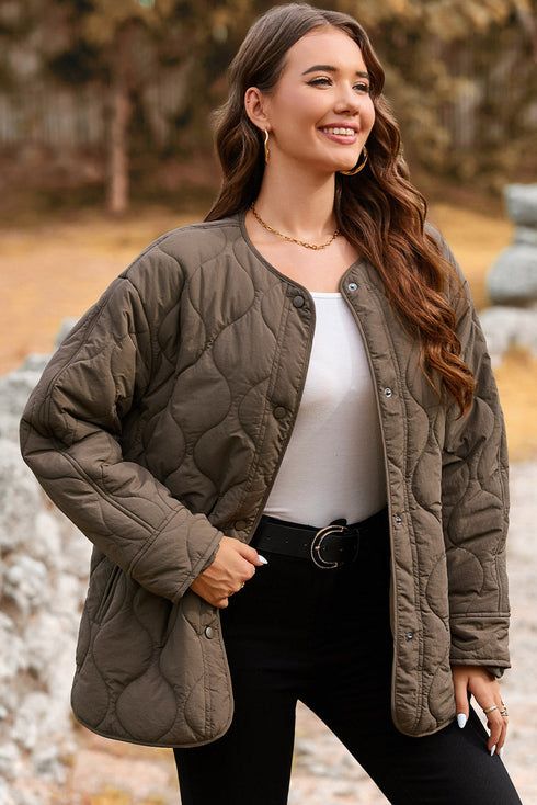 Snap Button Quilted Puffer Jacket