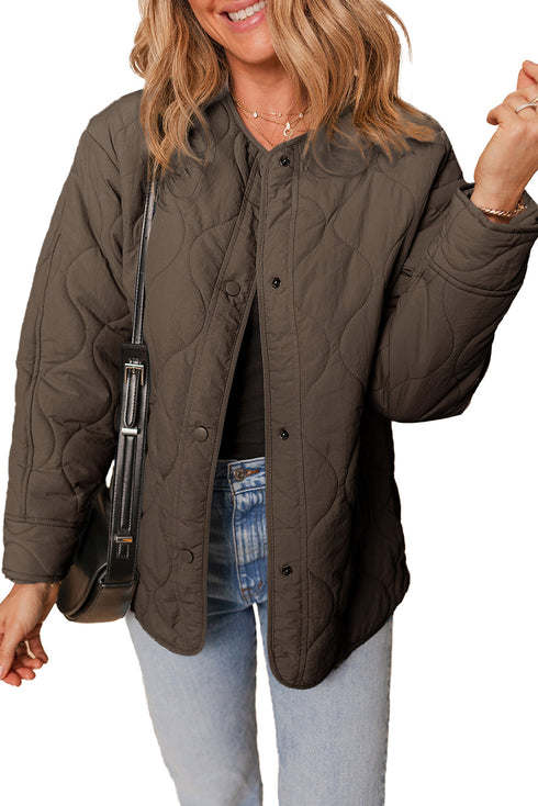 Snap Button Quilted Puffer Jacket
