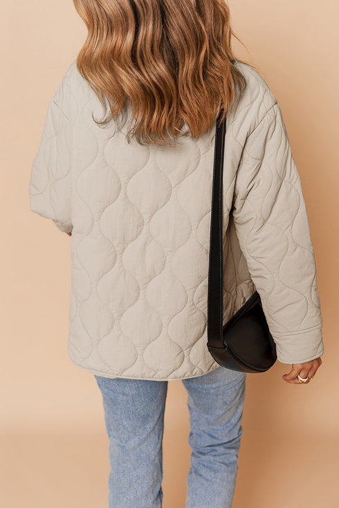 Snap Button Quilted Puffer Jacket
