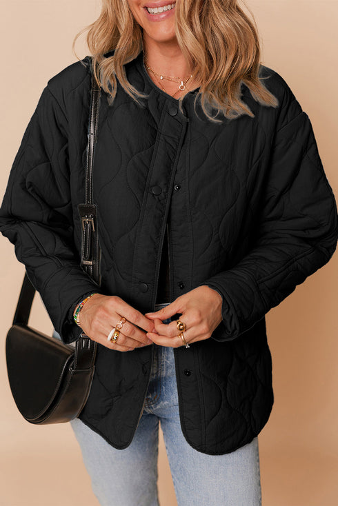 Snap Button Quilted Puffer Jacket
