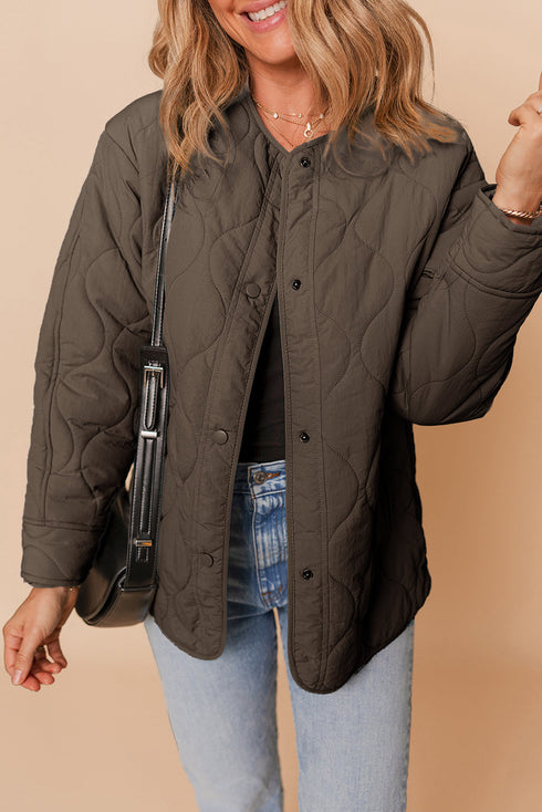 Snap Button Quilted Puffer Jacket