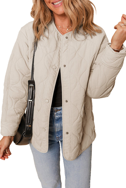 Snap Button Quilted Puffer Jacket