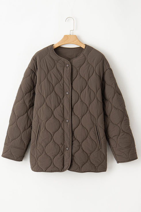 Snap Button Quilted Puffer Jacket