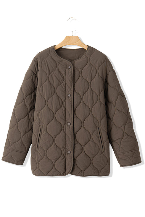 Snap Button Quilted Puffer Jacket