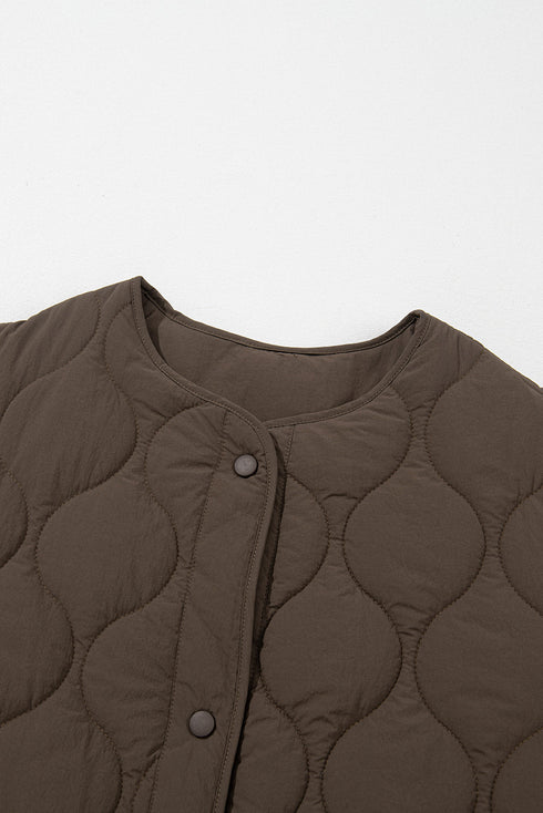 Snap Button Quilted Puffer Jacket