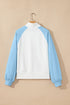 Snap Placket Raglan Sleeve Collared Pullover Sweatshirt