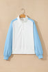 Snap Placket Raglan Sleeve Collared Pullover Sweatshirt