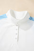 Snap Placket Raglan Sleeve Collared Pullover Sweatshirt