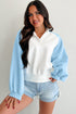 Snap Placket Raglan Sleeve Collared Pullover Sweatshirt
