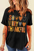 So Very Thankful Heart Print Crewneck Graphic Tee