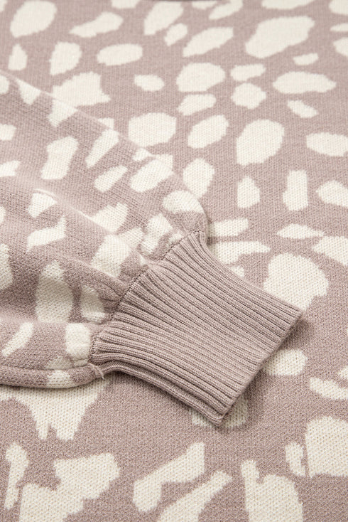 Soft Abstract Print Crew Neck Pullover Sweater