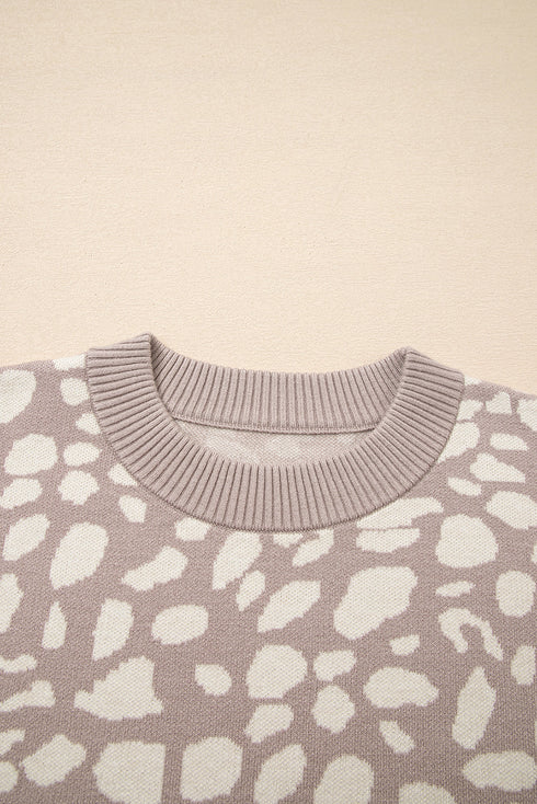 Soft Abstract Print Crew Neck Pullover Sweater