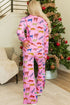 Soft Animal Print Button Front Long Sleeve Pajama Set