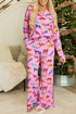 Soft Animal Print Button Front Long Sleeve Pajama Set