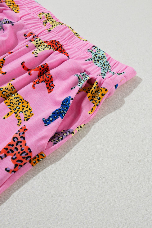 Soft Animal Print Button Front Long Sleeve Pajama Set