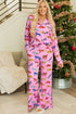 Soft Animal Print Button Front Long Sleeve Pajama Set