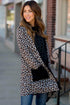 Soft Animal Print Open Front Pocketed Cardigan