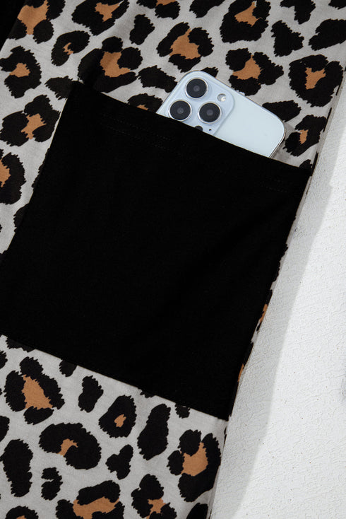 Soft Animal Print Open Front Pocketed Cardigan