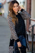 Soft Animal Print Open Front Pocketed Cardigan