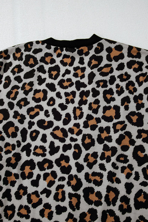 Soft Animal Print Open Front Pocketed Cardigan