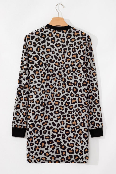 Soft Animal Print Open Front Pocketed Cardigan