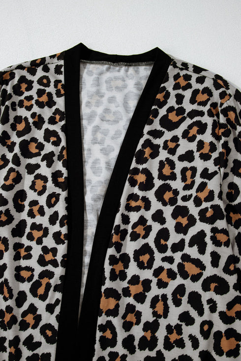 Soft Animal Print Open Front Pocketed Cardigan
