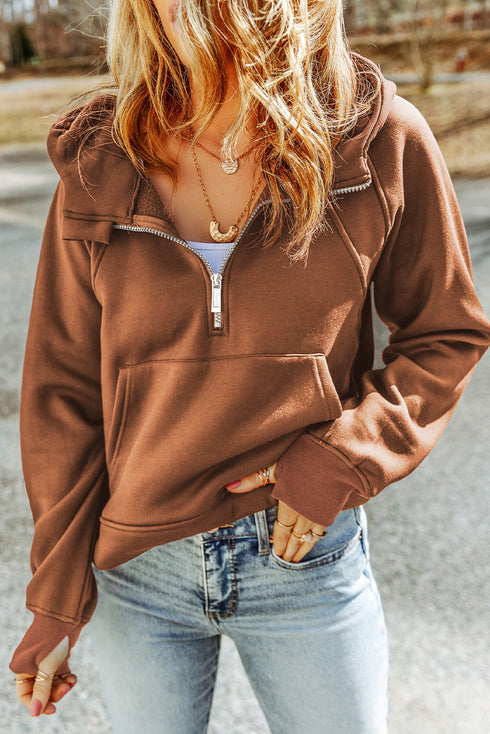 Soft Blend Quarter Zip Relaxed Fit Hoodie