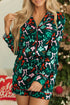Soft Bow Print Long Sleeve Button Down Pajama Set