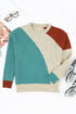 Soft Brushed Knit Diagonal Block Pullover Sweater