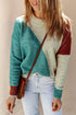 Soft Brushed Knit Diagonal Block Pullover Sweater