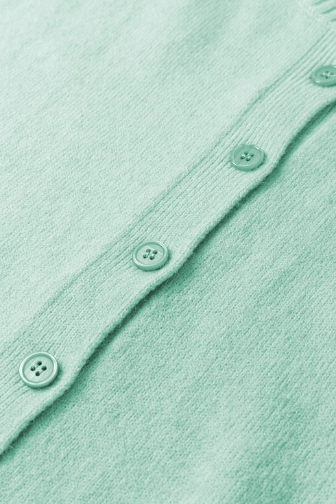 Soft Brushed Knit Elbow Sleeve Button Front Cardigan