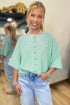 Soft Brushed Knit Elbow Sleeve Button Front Cardigan