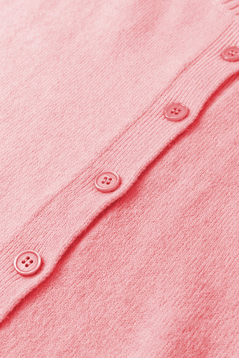 Soft Brushed Knit Elbow Sleeve Button Front Cardigan
