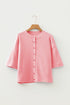 Soft Brushed Knit Elbow Sleeve Button Front Cardigan