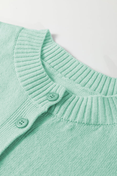 Soft Brushed Knit Elbow Sleeve Button Front Cardigan