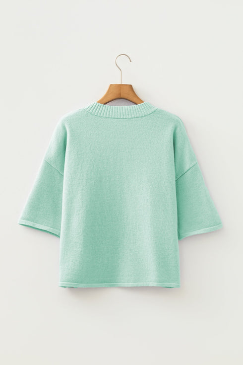 Soft Brushed Knit Elbow Sleeve Button Front Cardigan