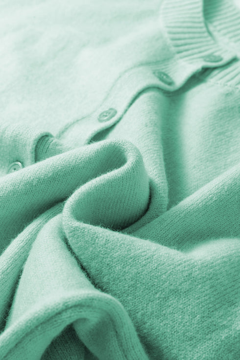 Soft Brushed Knit Elbow Sleeve Button Front Cardigan