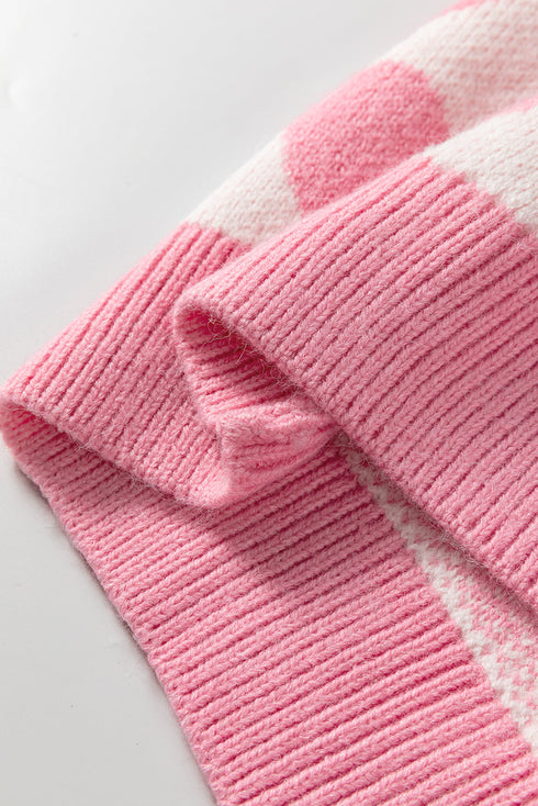 Soft Brushed Knit Heart Print Pullover Sweater