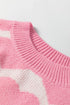 Soft Brushed Knit Heart Print Pullover Sweater