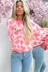 Soft Brushed Knit Heart Print Pullover Sweater